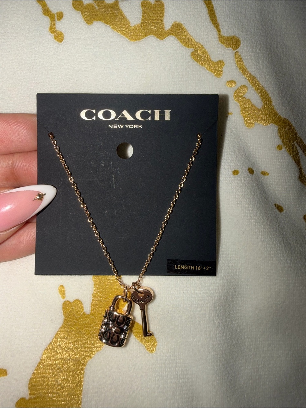 Coach Padlock and Key Crystal Necklace